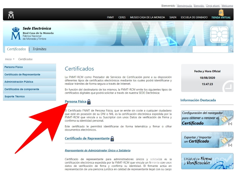 Solicitar certificado digital FNMT